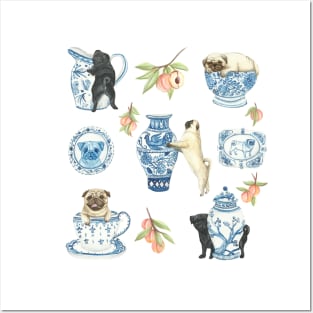 Pug Vintage china Posters and Art